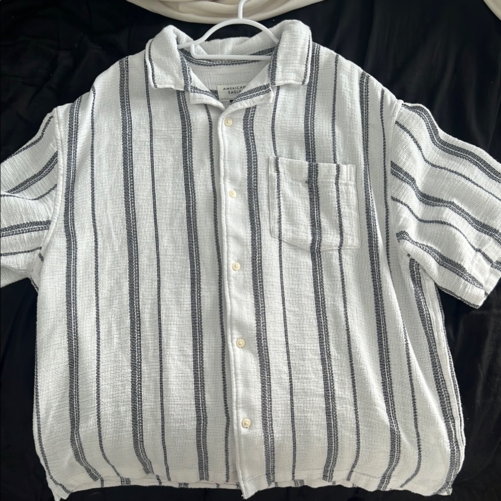 Men's Striped White and Black Shirt